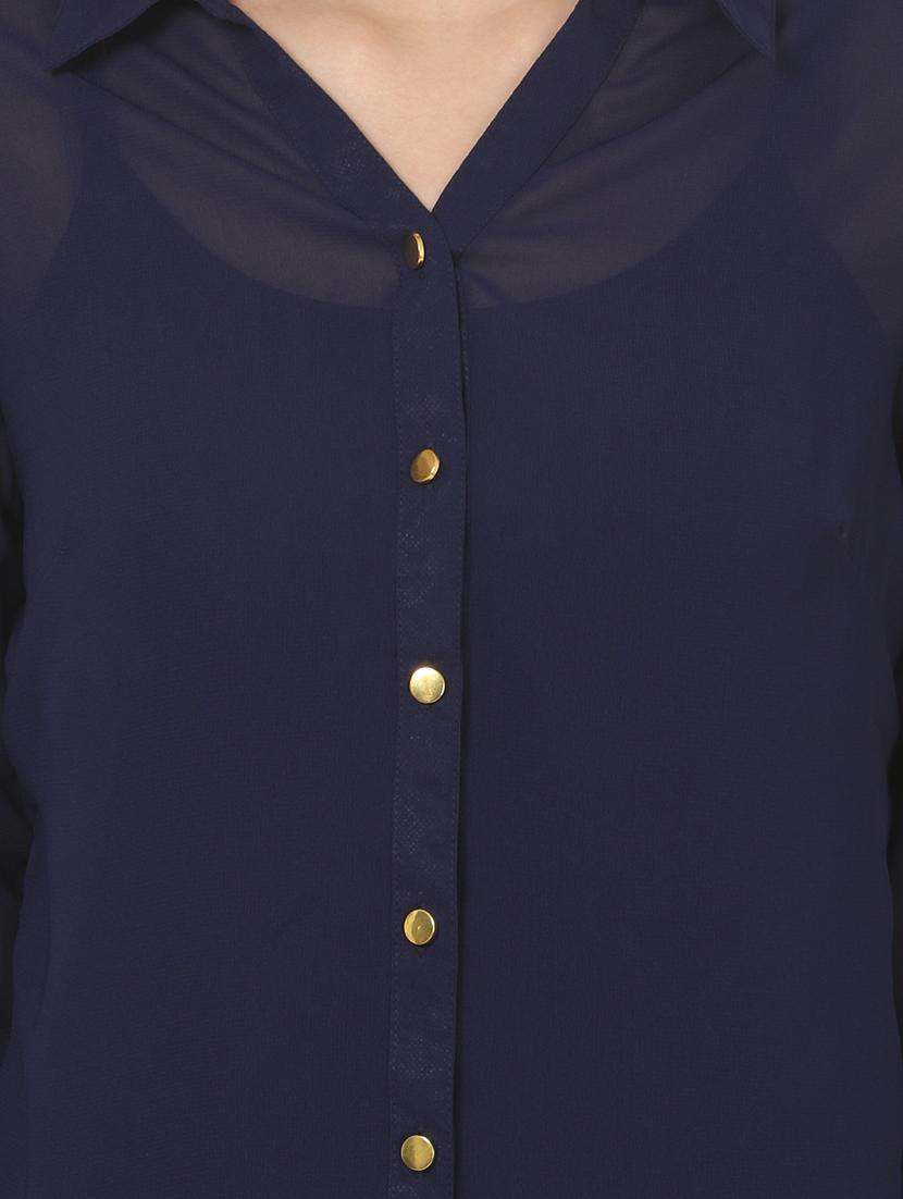 long sleeved curved hem shirt - 16695759 - Standard Image - 4