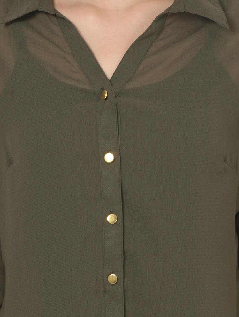 long sleeved curved hem shirt - 16695764 - Standard Image - 4