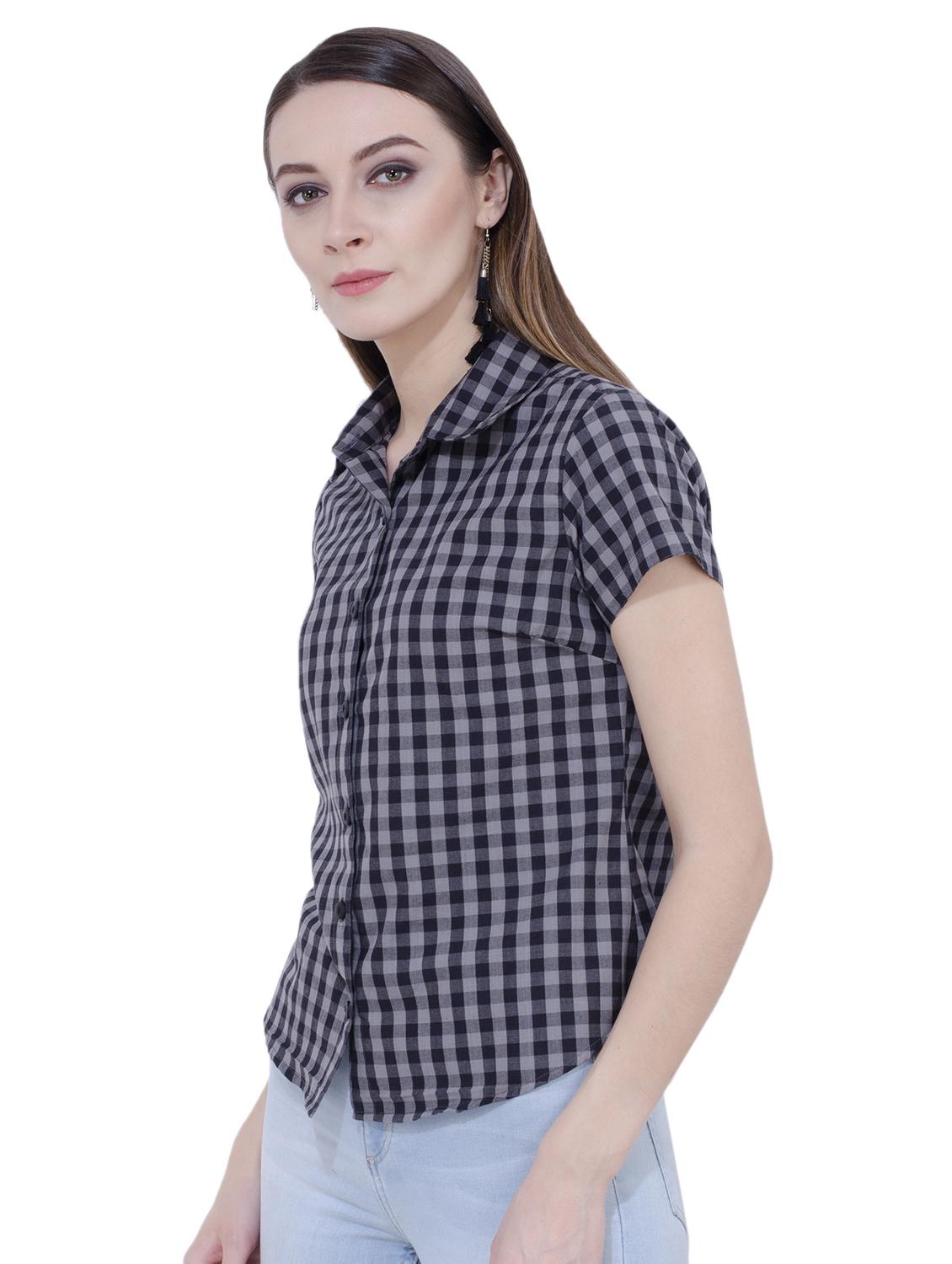 curved hem gingham shirt - 16695769 -  Standard Image - 1