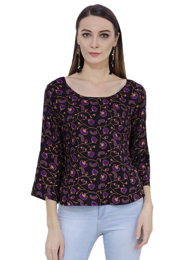 women's straight round neck top