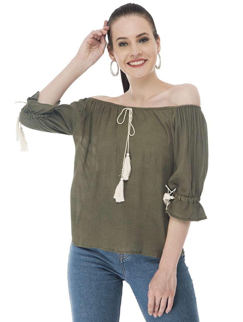 women's straight tie-up neck top