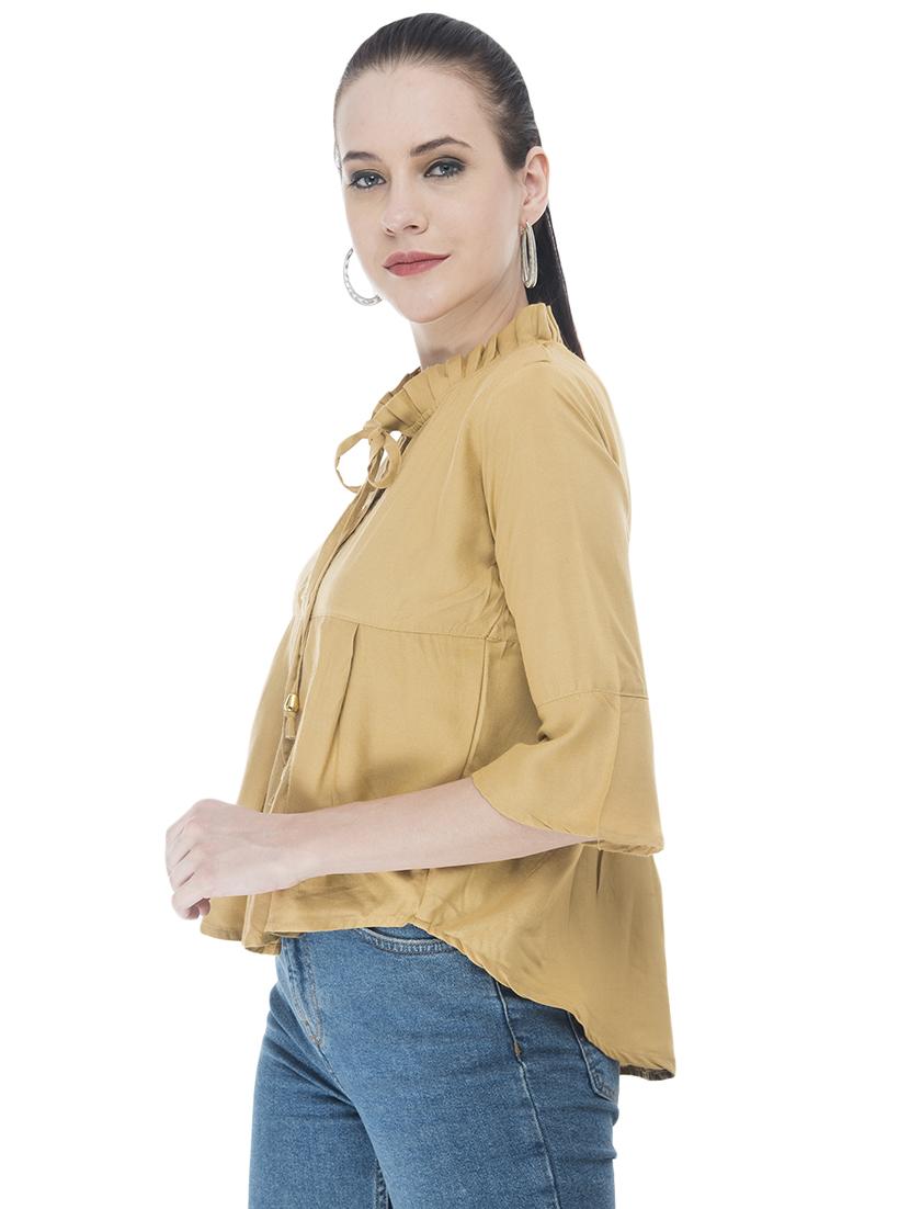 frill trim pleated high low top - 16695804 -  Standard Image - 1