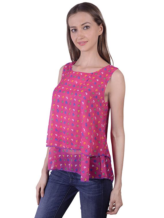 round neck quirky  layered top - 16695811 -  Standard Image - 1