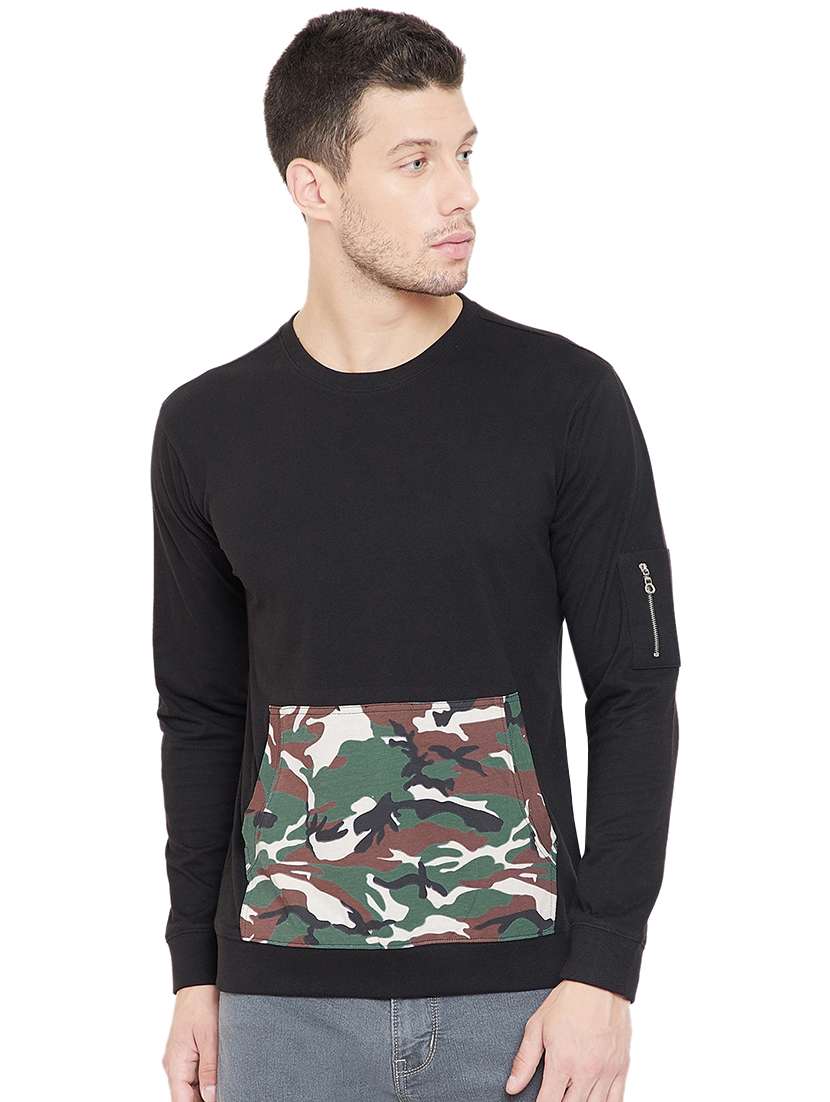 black camouflage print t-shirt 