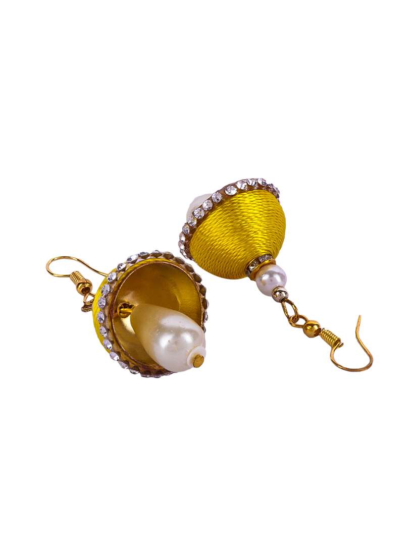 yellow tone jhumka earring - 16697533 - Standard Image - 1