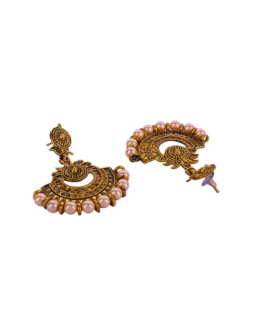 pink gold plated drop earring - 16697544 -  Standard Image - 1
