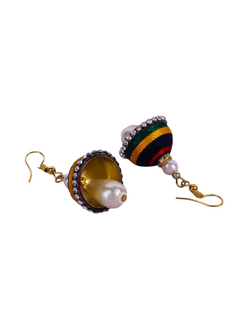 multi colored cotton jhumka earring - 16697560 -  Standard Image - 4