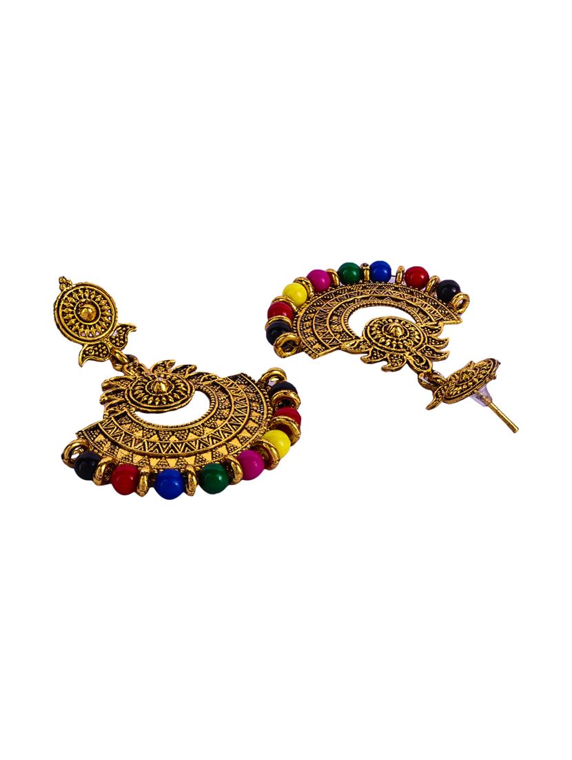 multi colored gold plated drop earring - 16697566 - Standard Image - 4