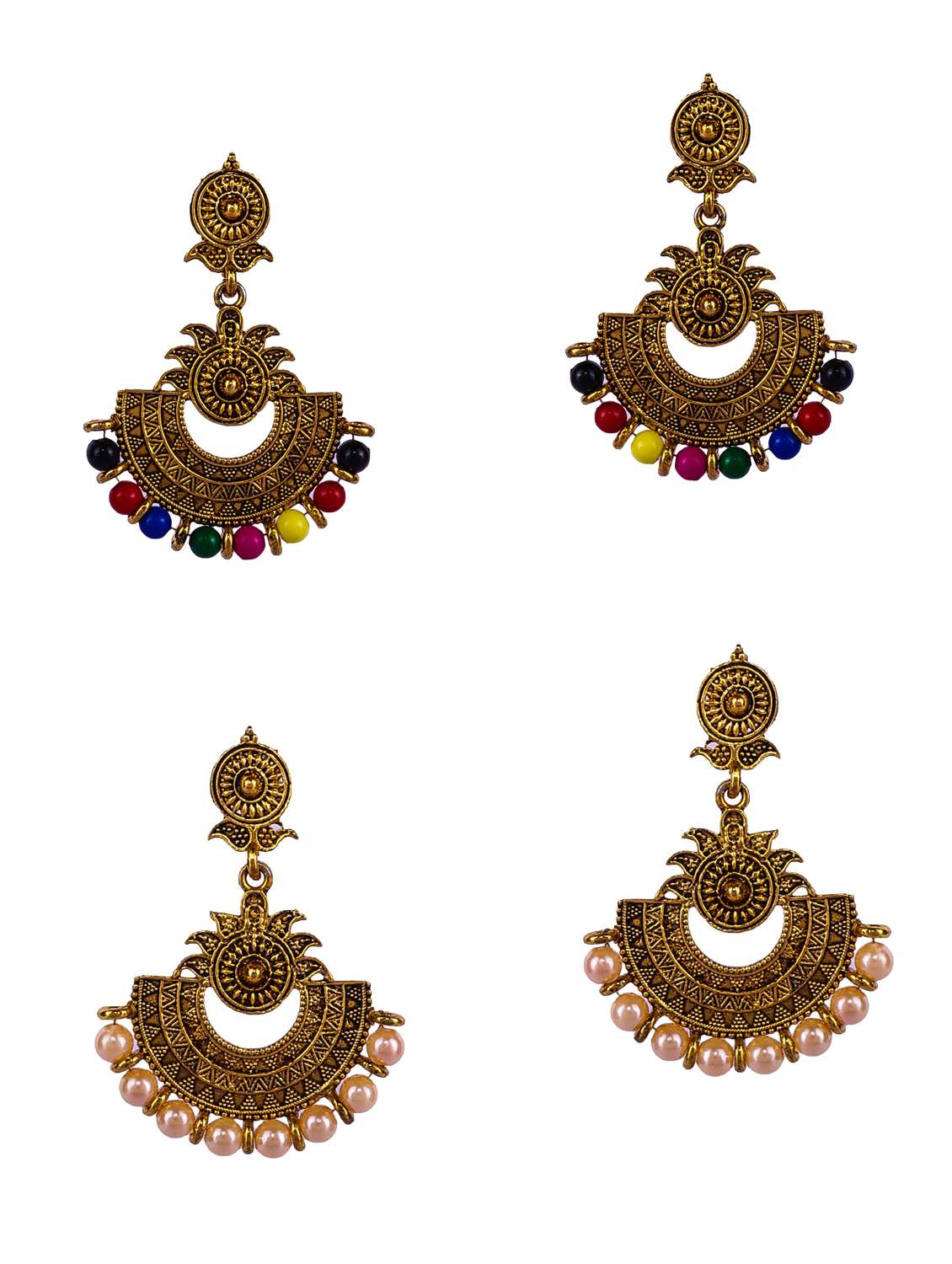 multi colored gold plated studs earring