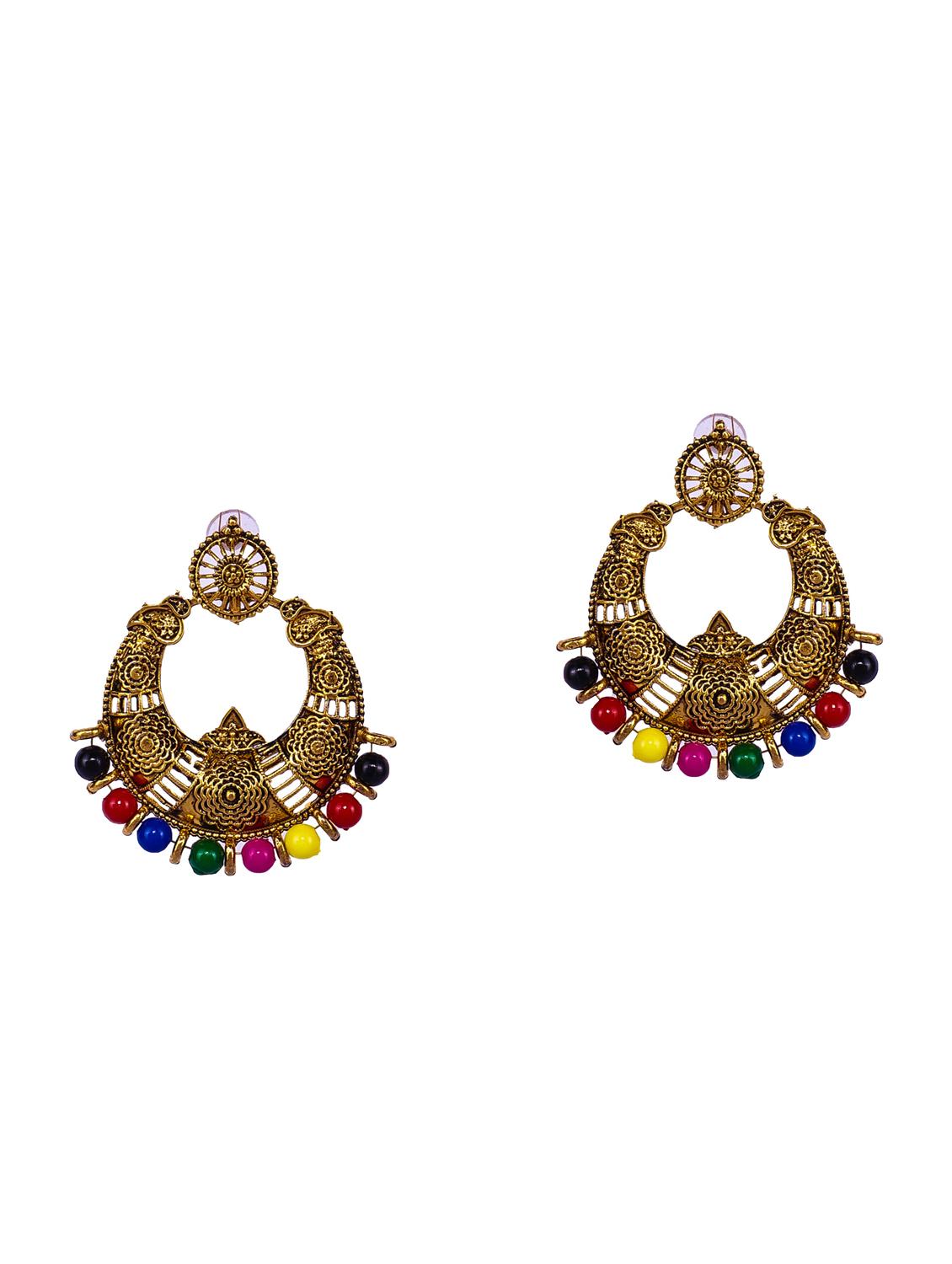 multi colored gold plated studs earring - 16697571 -  Standard Image - 1