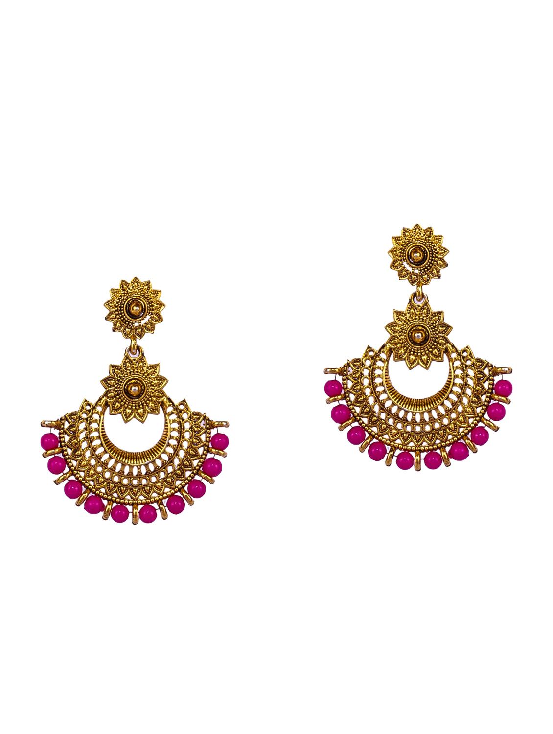 multi colored gold plated studs earring - 16697572 - Standard Image - 1