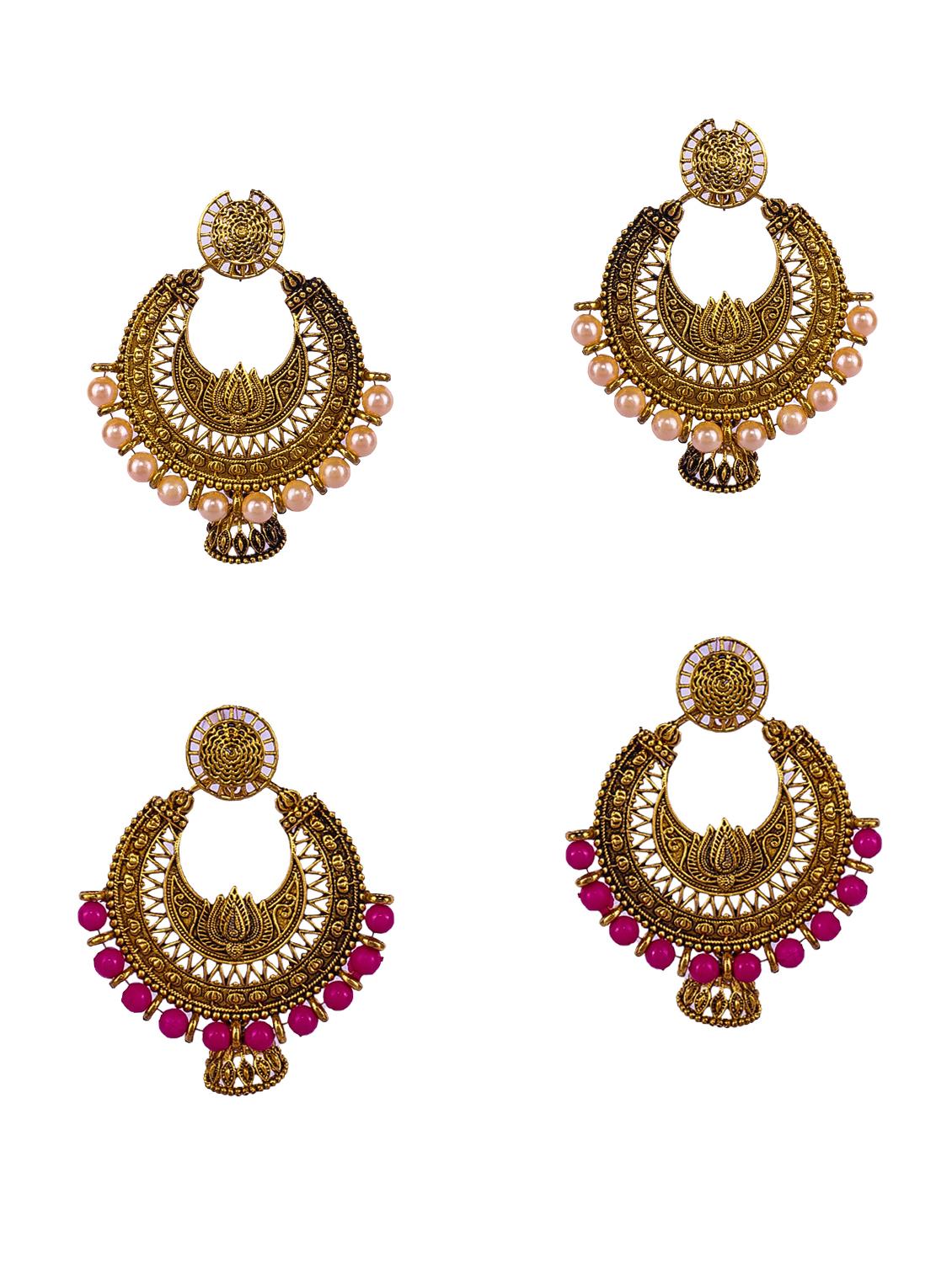 multi colored gold plated drop earring - 16697576 -  Zoom Image - 0