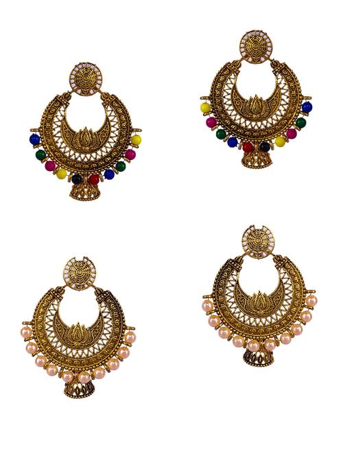 multi colored gold plated drop earring - 16697577 -  Standard Image - 0