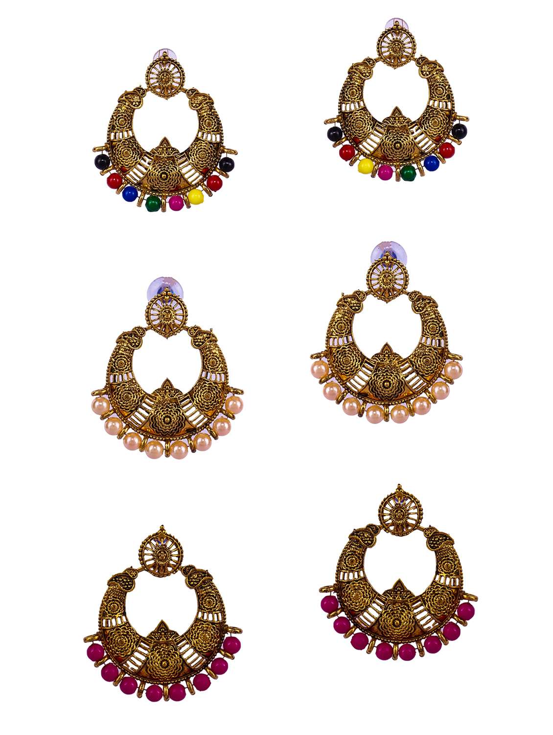 multi colored gold plated combo's. earring