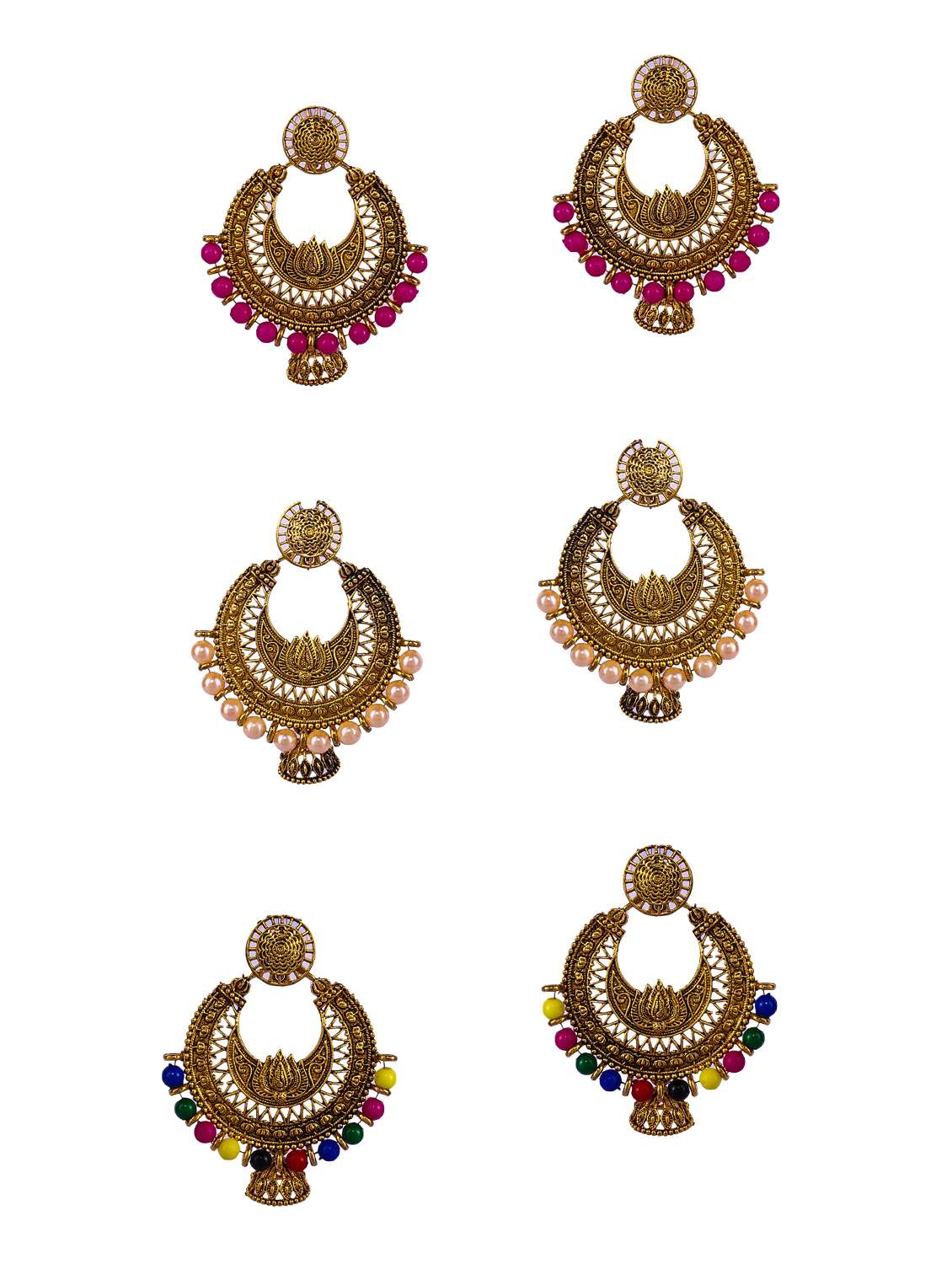 multi colored gold plated combo's. earring