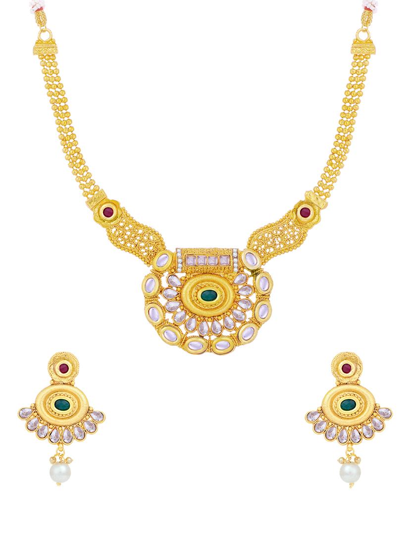 green gold plated necklaces and earring - 16697777 -  Standard Image - 1
