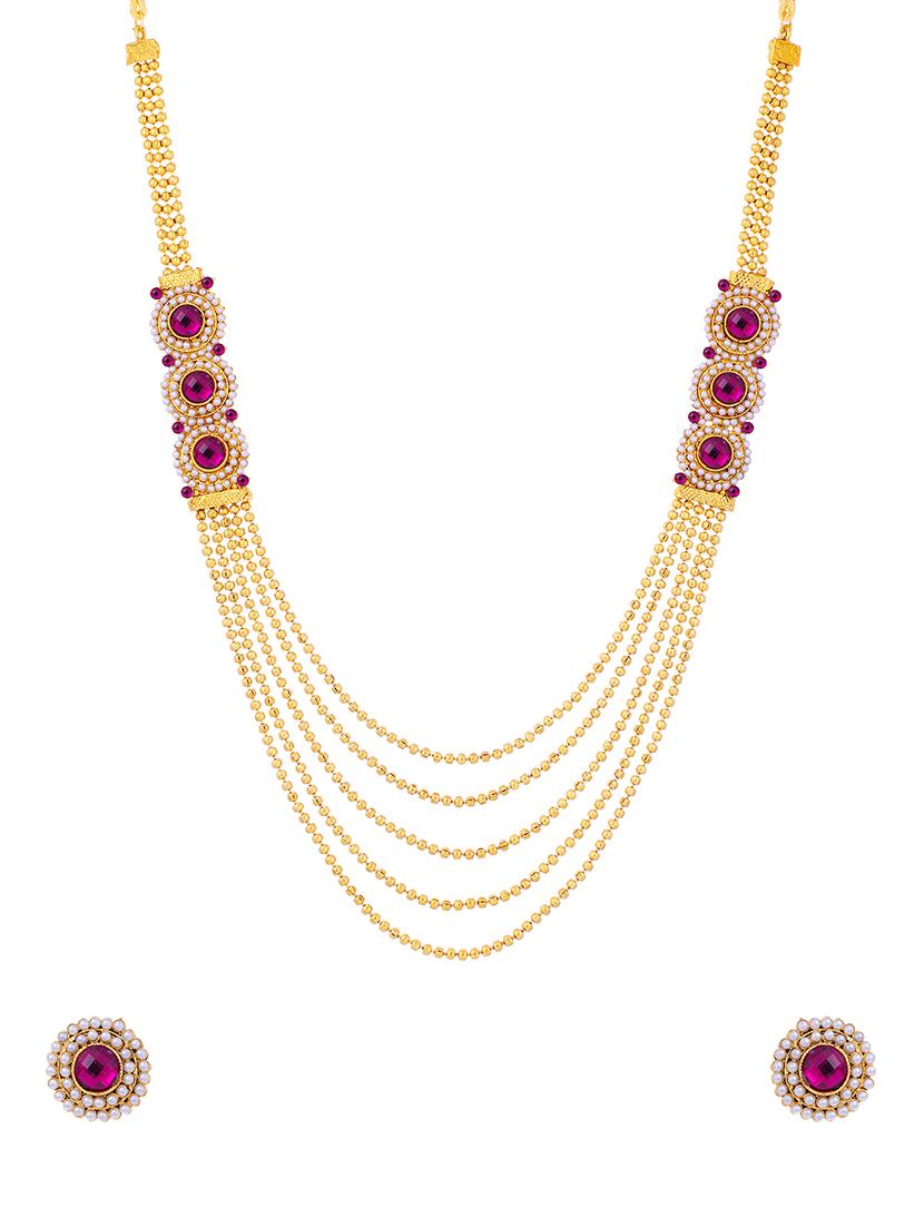 purple gold plated necklaces and earring - 16697834 -  Standard Image - 1