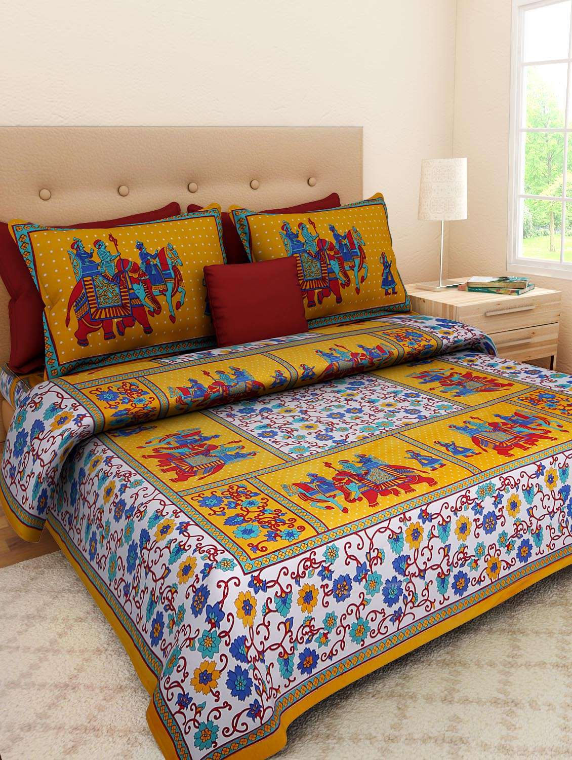  cotton double bedsheet with 2 pillow cover