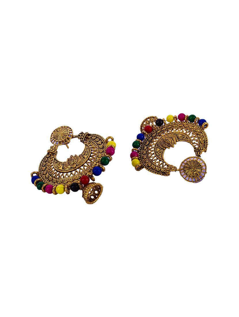 multi colored gold plated drop earring - 16698231 -  Standard Image - 1