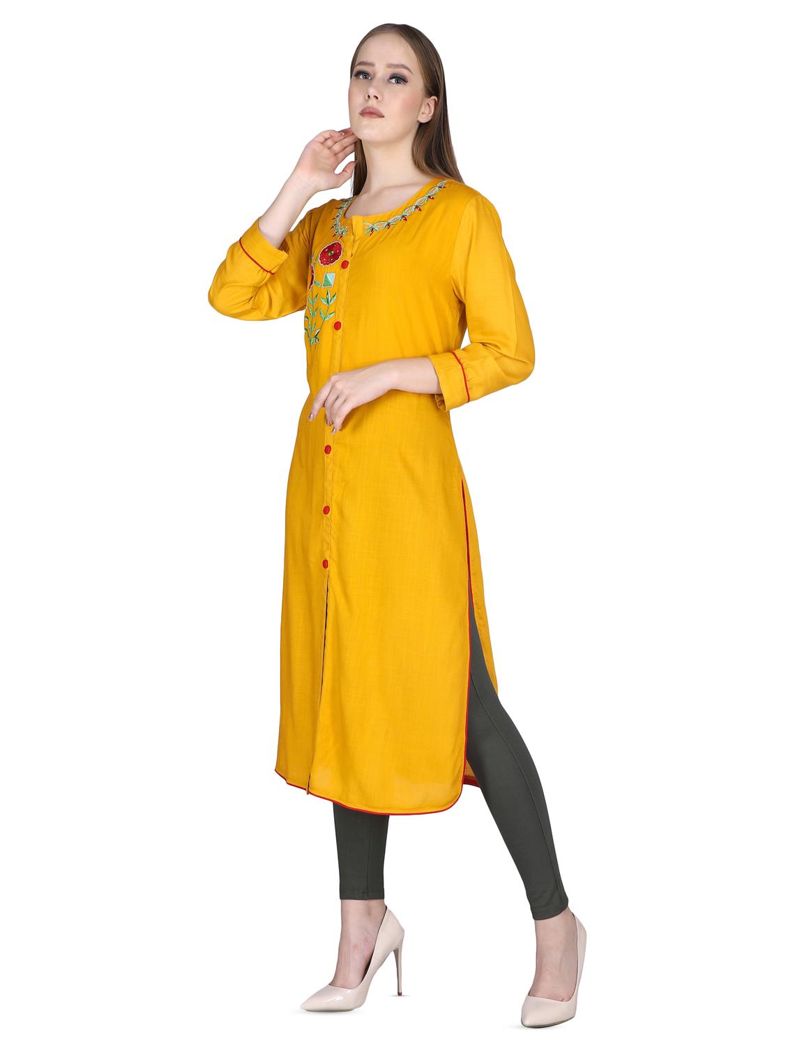 embroidered straight kurta - 16698643 - Standard Image - 1