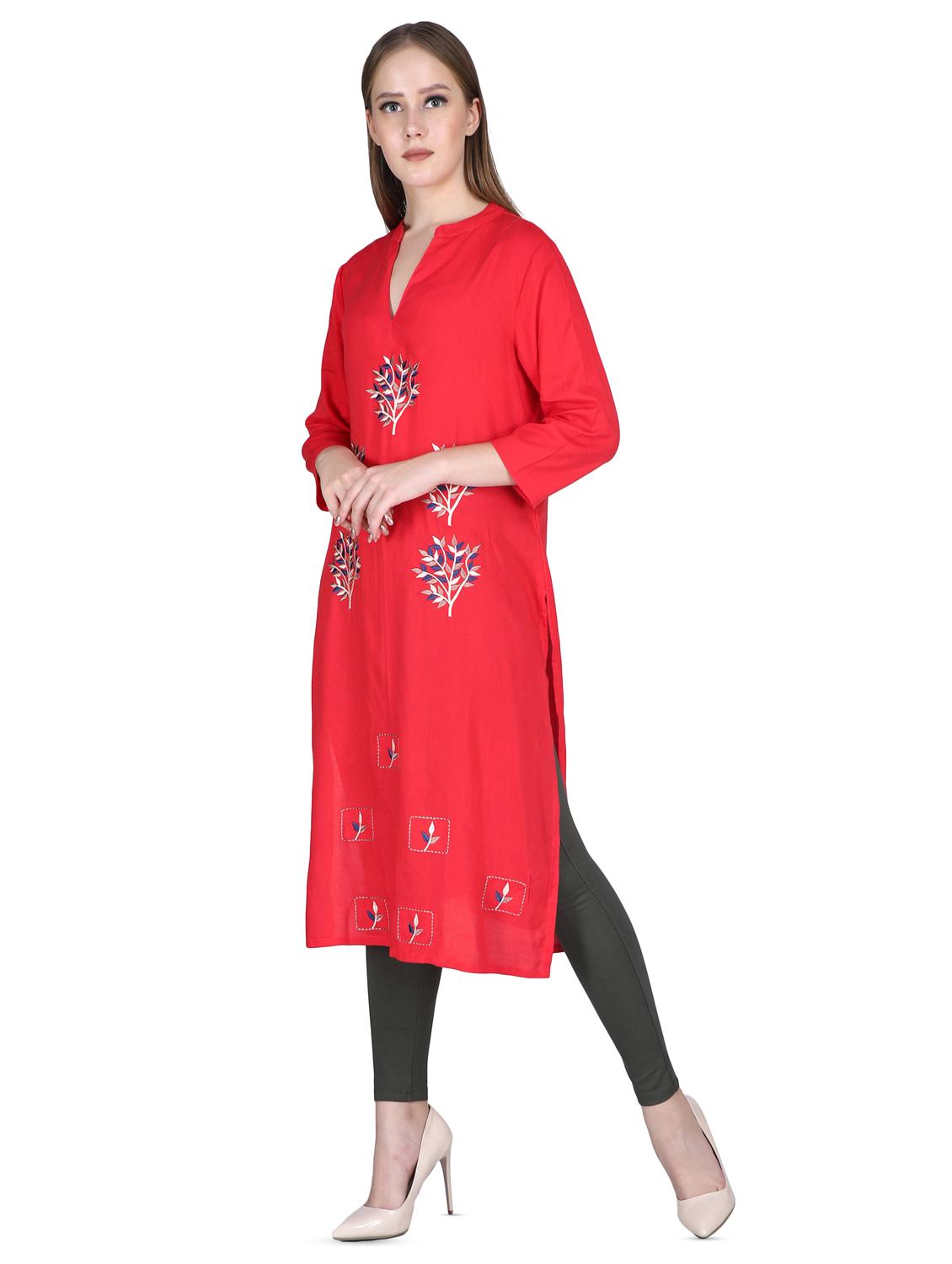 embroidered straight kurta - 16698652 -  Standard Image - 1