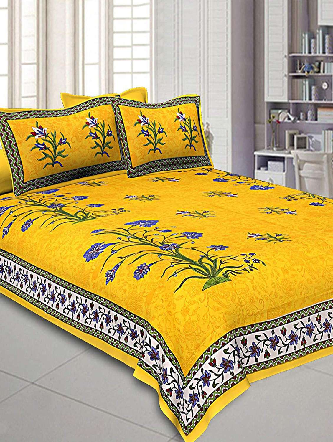 jaipuri printed king size bedsheet