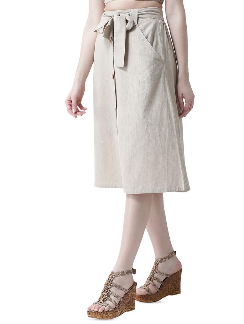 tie front button up a-line skirt - 16699843 - Standard Image - 1