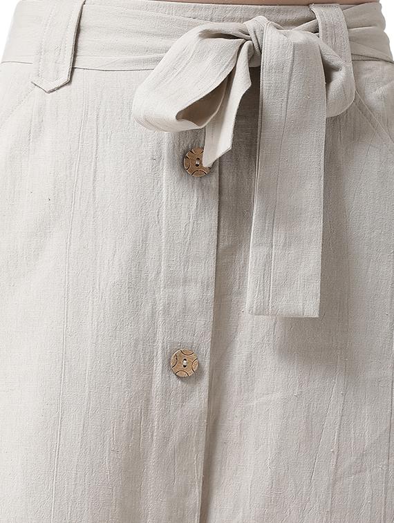 tie front button up a-line skirt - 16699843 - Standard Image - 4