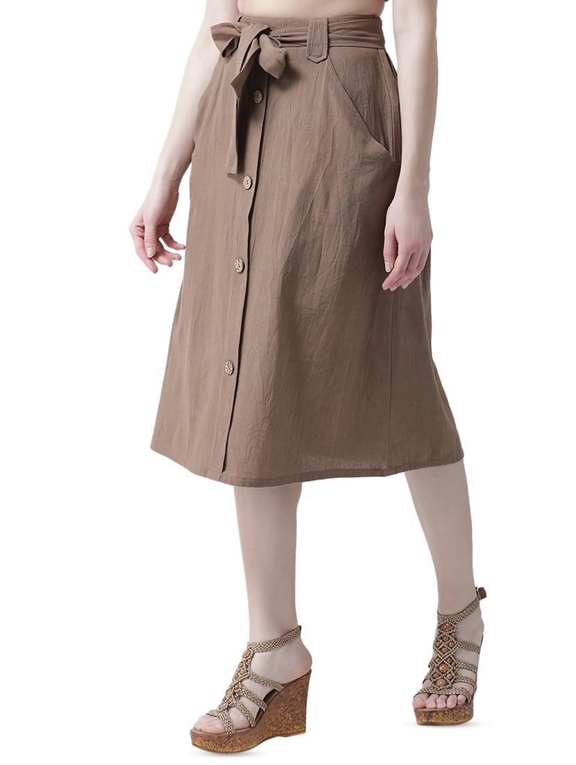 tie front button up a-line skirt - 16699844 -  Standard Image - 1