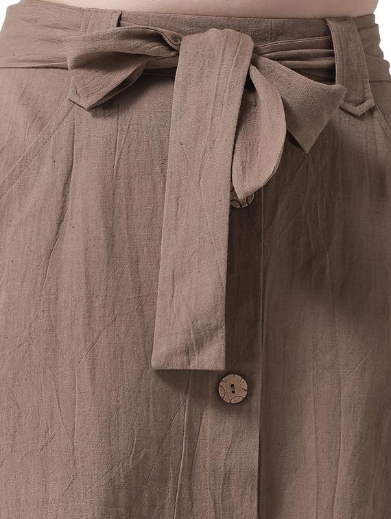tie front button up a-line skirt - 16699844 - Standard Image - 4