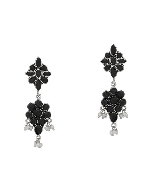 black silver tone  brass drop earring - 16700040 -  Standard Image - 0