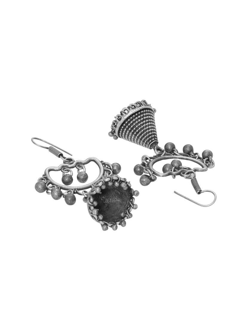 silver brass jhumka earring - 16700041 -  Standard Image - 1