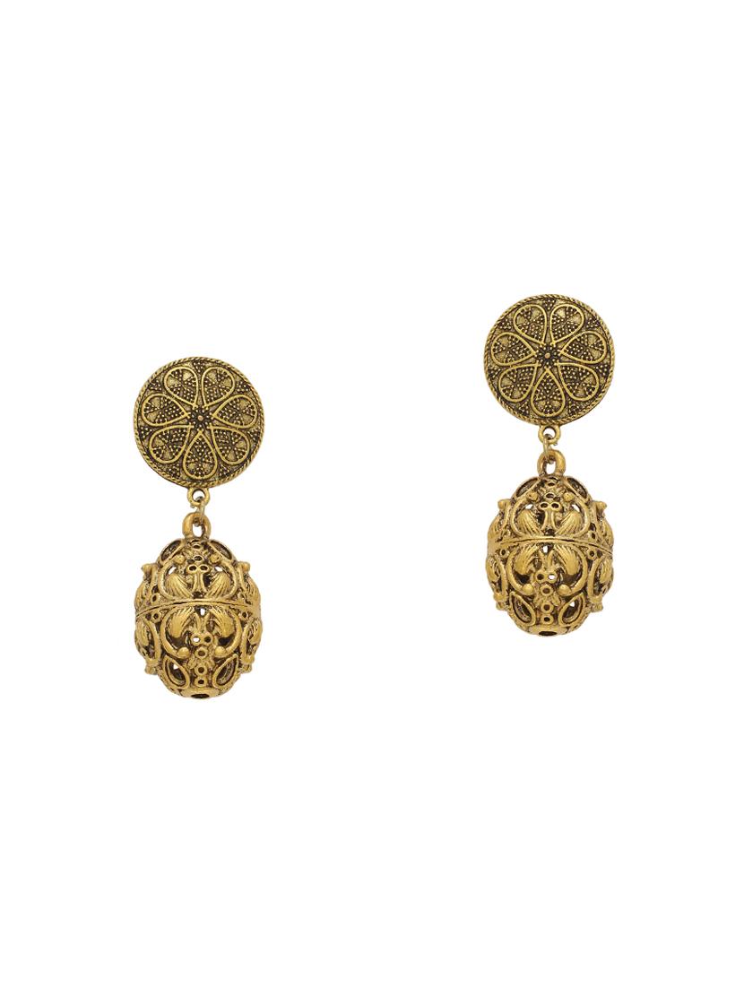 gold brass drop earring - 16700045 - Zoom Image - 0