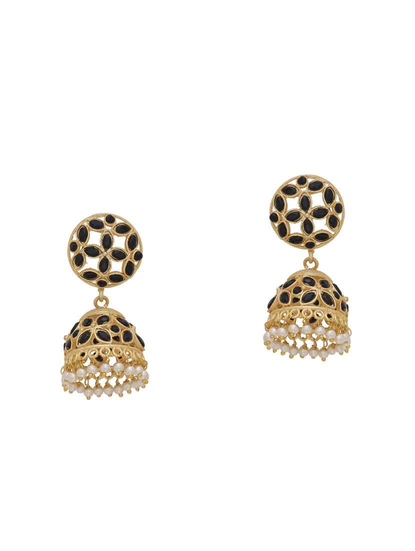 gold black tone  brass drop earring