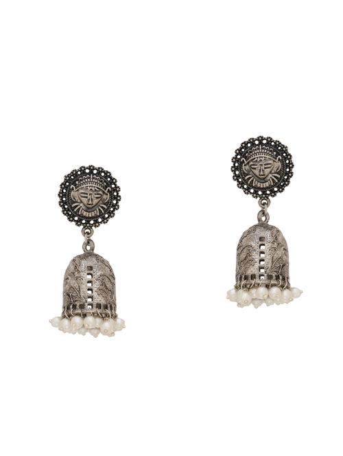 silver brass jhumka earring - 16700054 -  Standard Image - 0