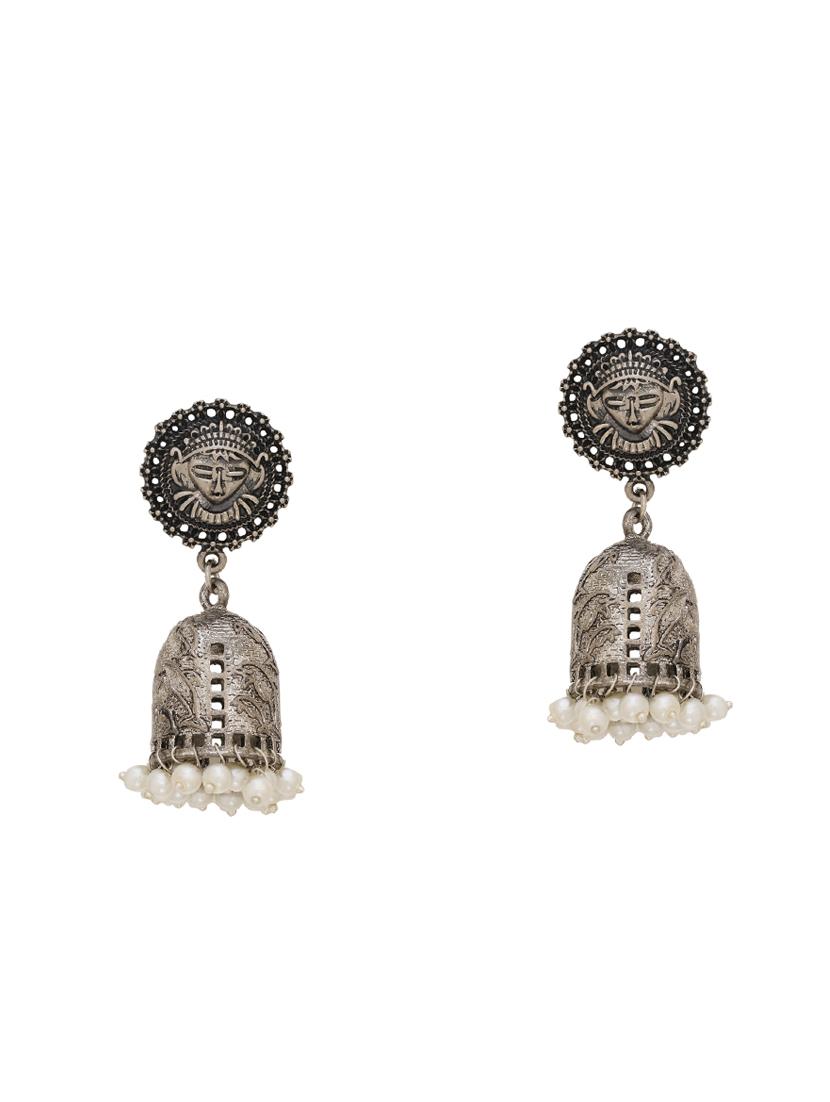 silver brass jhumka earring - 16700054 -  Zoom Image - 0