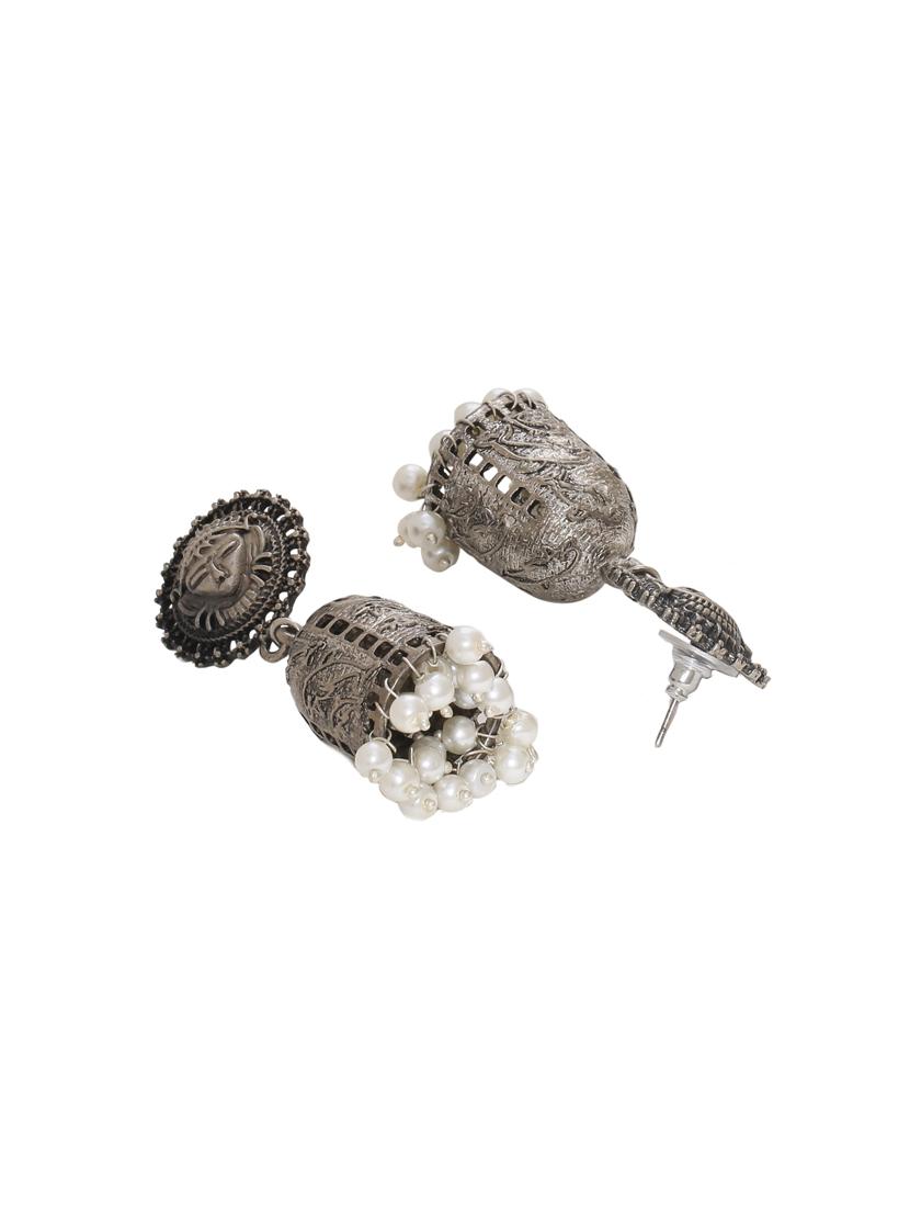 silver brass jhumka earring - 16700054 -  Standard Image - 1