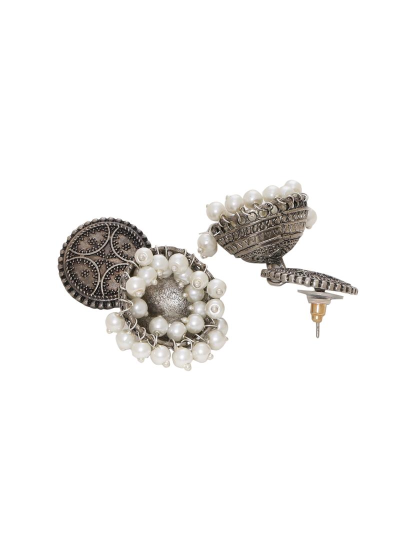 silver brass jhumka earring - 16700056 -  Standard Image - 1