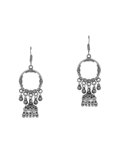 silver brass jhumka earring - 16700065 - Standard Image - 0