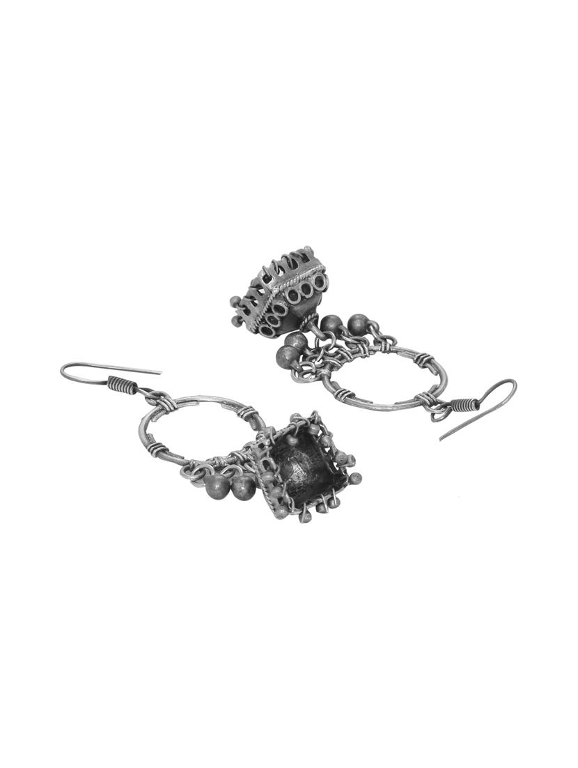 silver brass jhumka earring - 16700065 - Standard Image - 1