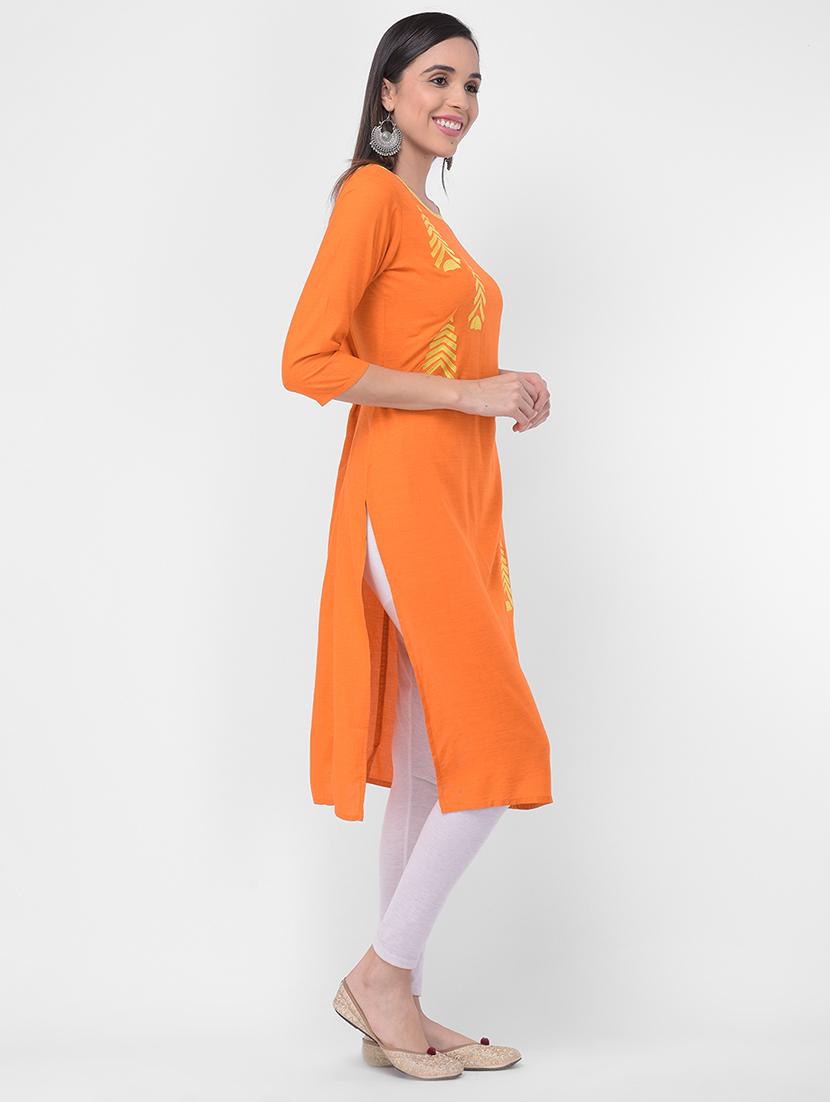 embroidered straight kurta - 16700092 -  Standard Image - 1