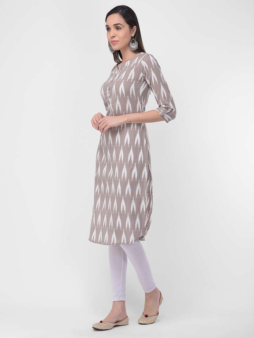 ikat straight kurta - 16700095 -  Standard Image - 1