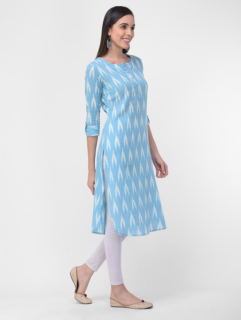 ikat straight kurta - 16700097 - Standard Image - 1