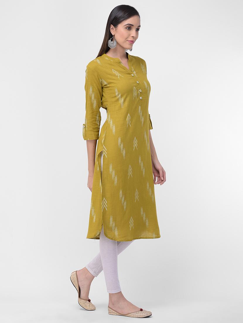 mehandi straight kurta - 16700099 - Standard Image - 1