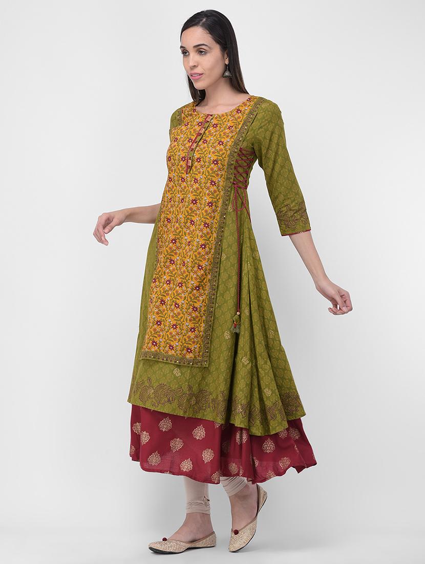 printed layered kurta - 16700104 - Standard Image - 1