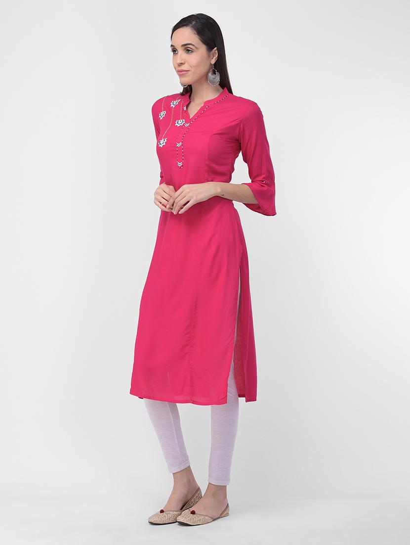 solid straight kurta - 16700111 - Standard Image - 1