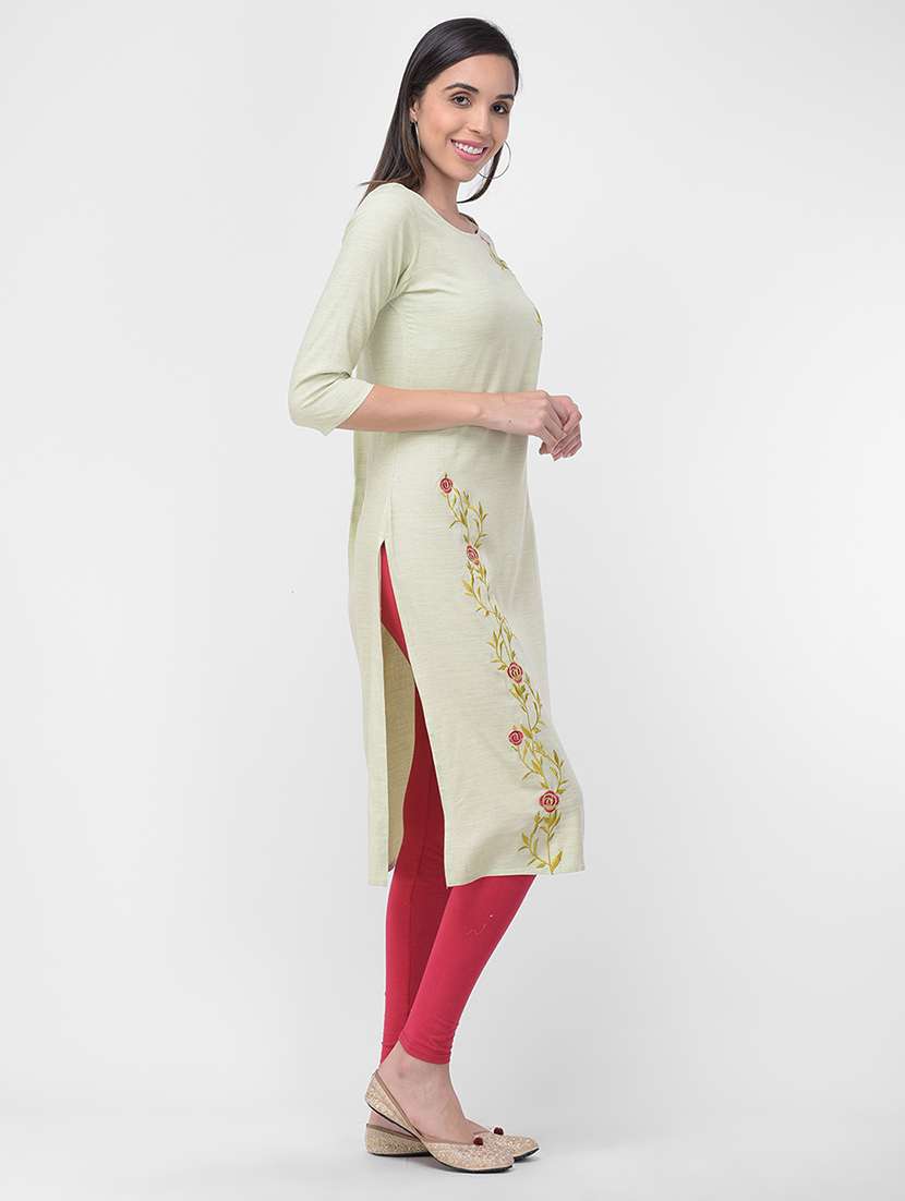 embroidered straight kurta - 16700134 -  Standard Image - 1