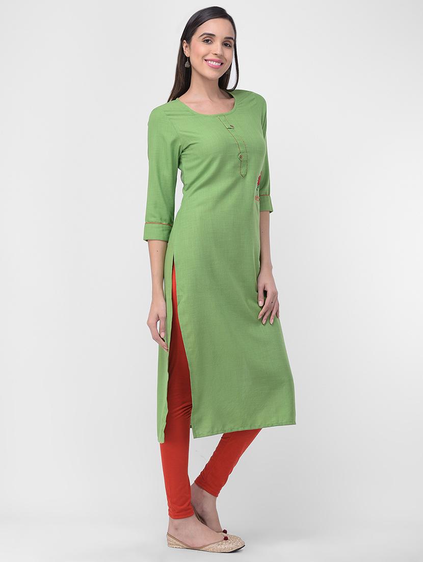 embroidered straight kurta - 16700142 - Standard Image - 1