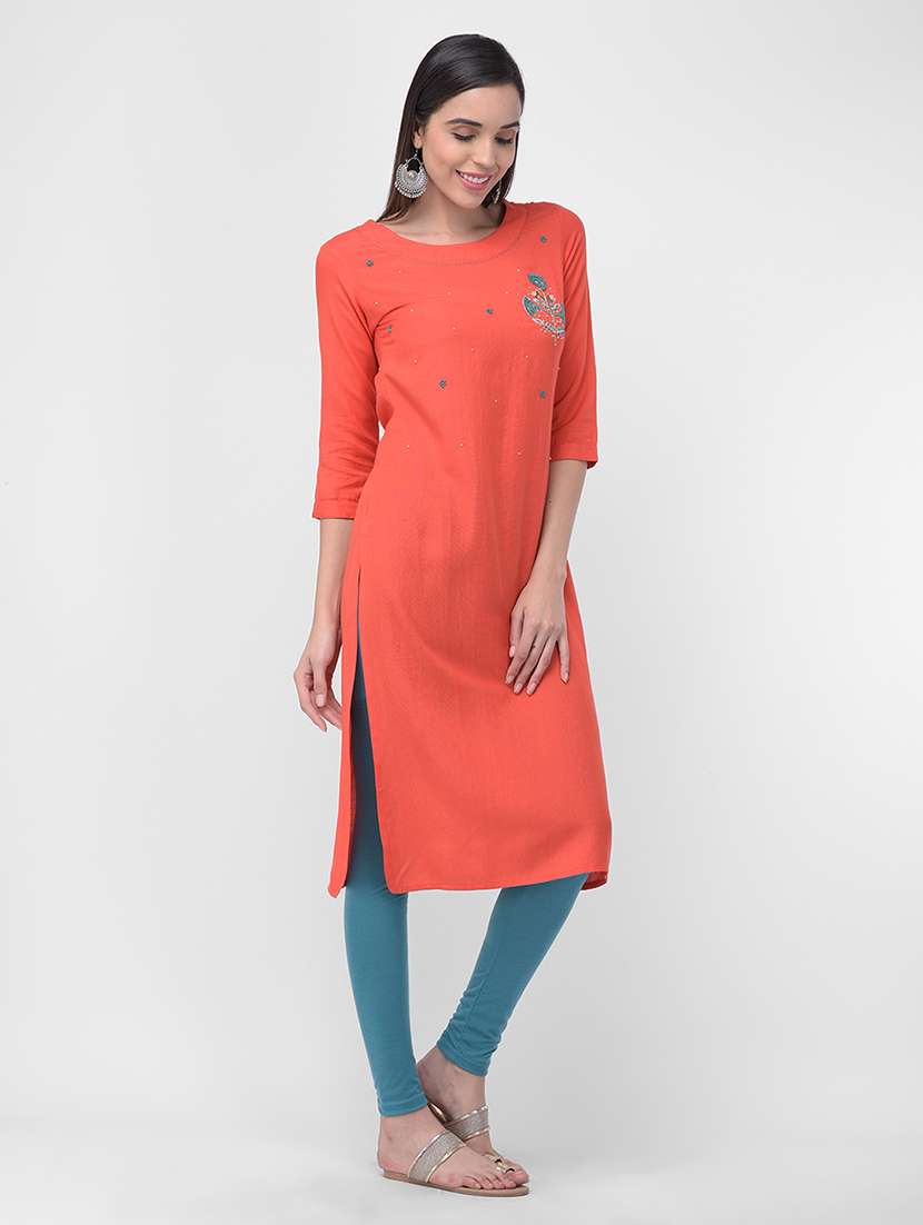embroidered straight kurta - 16700143 -  Standard Image - 1