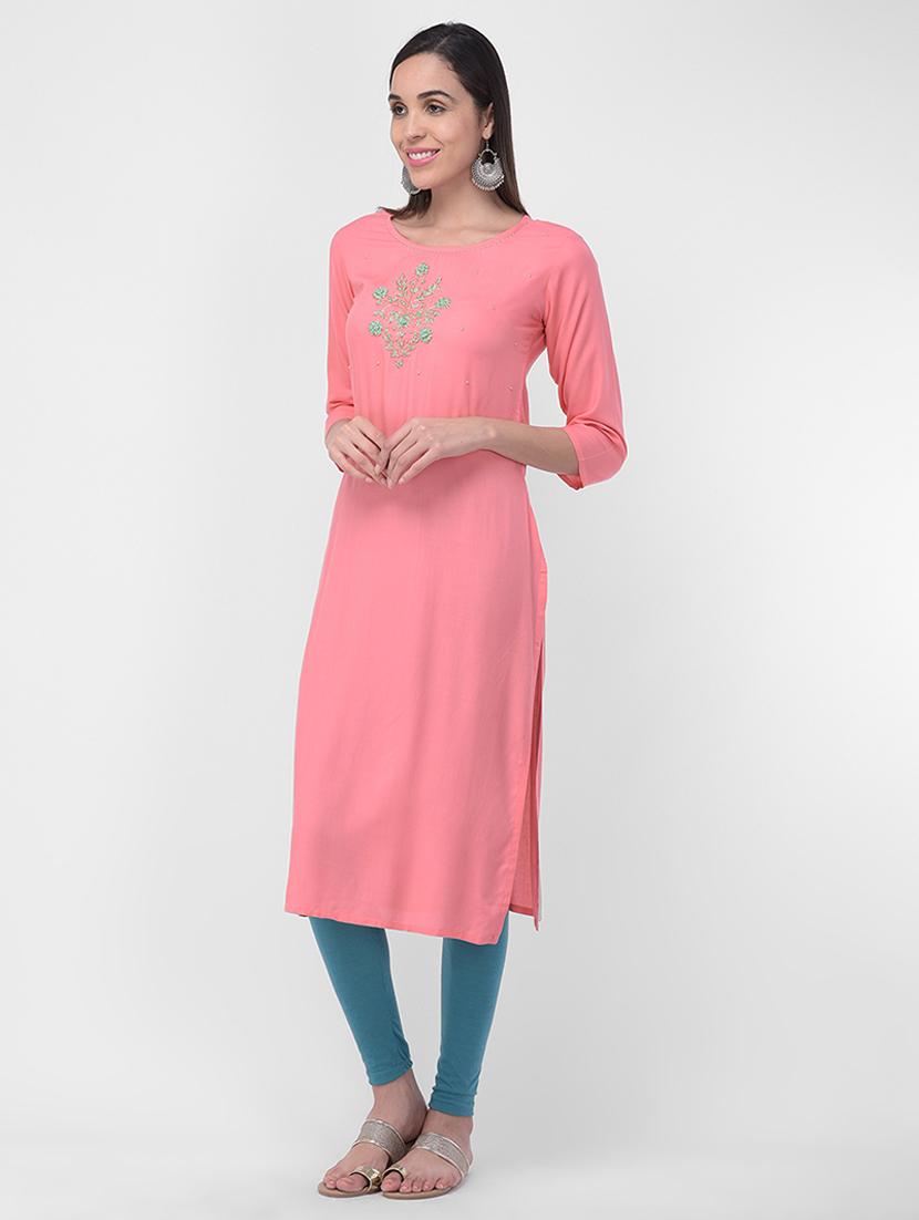 embroidered straight kurta - 16700145 -  Standard Image - 1